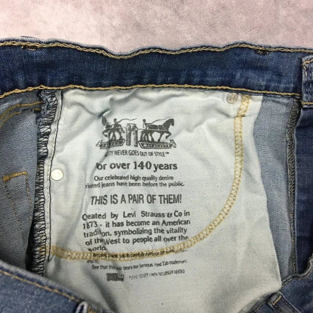 Levis Mens 505‎ Regular Fit Blue Jeans size 38x34 Stretch Denim Pants Zipper Fly